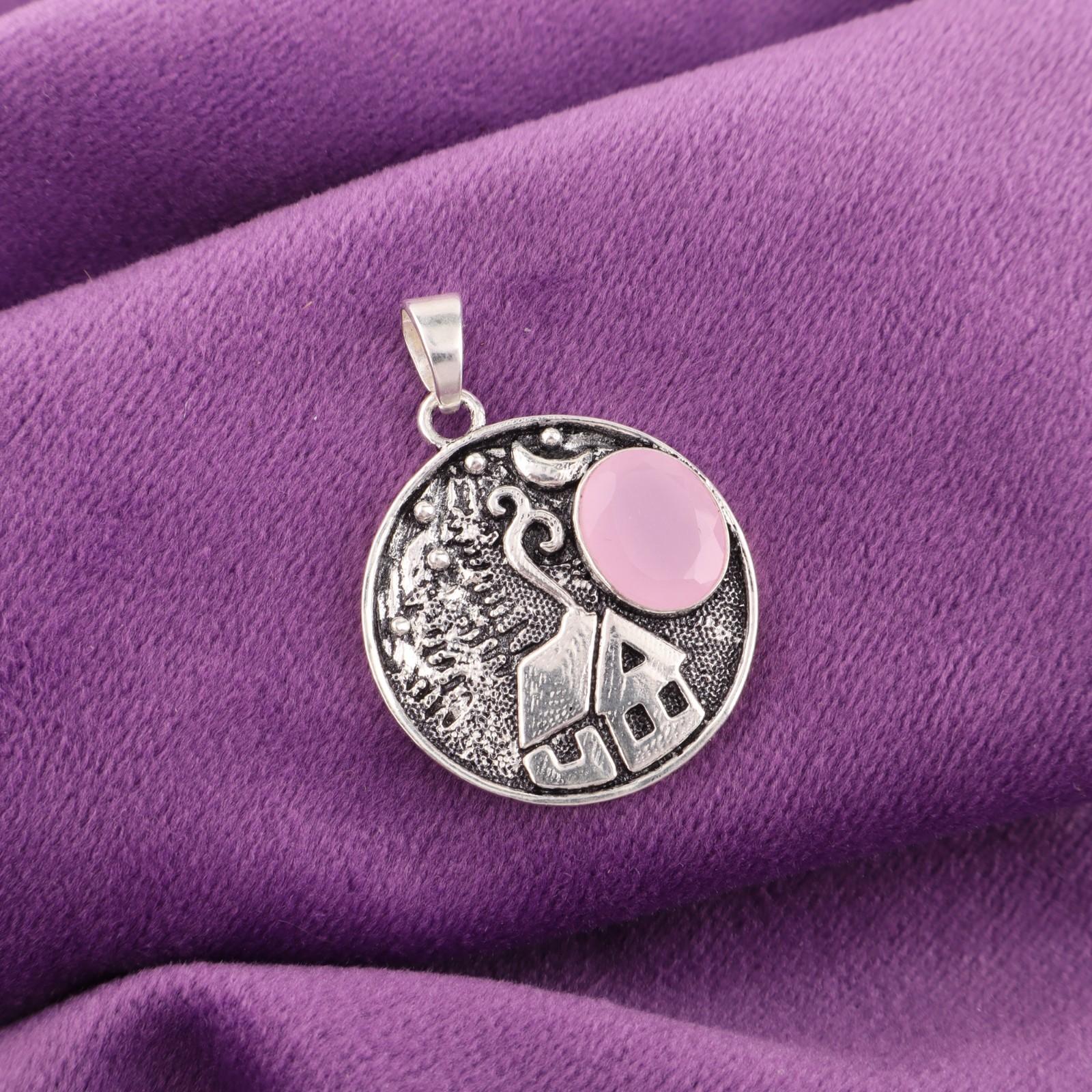 

Rose Chalcedony Gemstone 925 Sterling Silver Jewelry Pendant 1.29 Gift For Mom CP-39-20