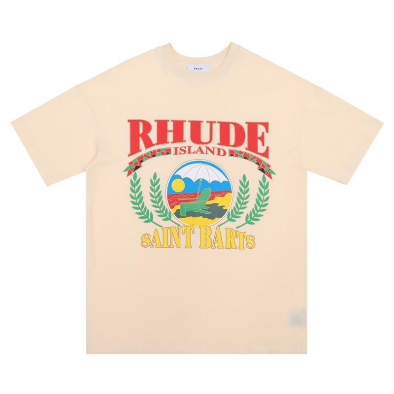 High Street Oversize Couple T-Shirt American Streetwear Print YYZP RHUDE Short Sleeve Tee Teens