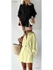 2026 Autumn Women's European-American Style Jacquard Puff Sleeve Shirt and Shorts Casual Set