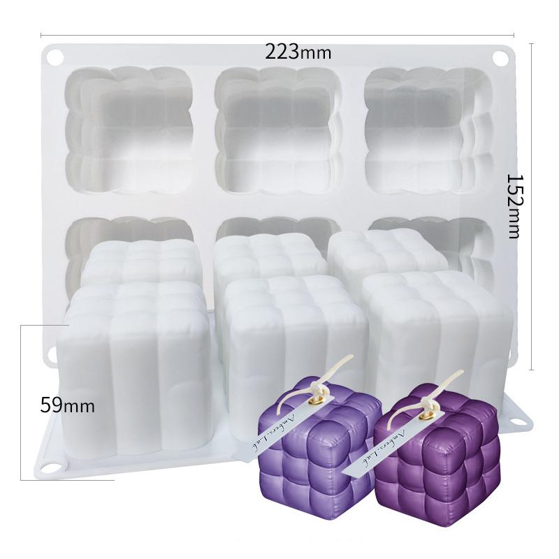 3D Magic Cube/Sofa Shape 6-grid Silicone Mold Mousse Cake Baking Mold (BPA Free, No FDA Certificate)