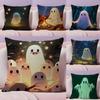 Ghost Cute Cushion Cover Natural Linen Pillow Case DoubleSided Print Decorative Sofa Pillowcase Home Decor Gift