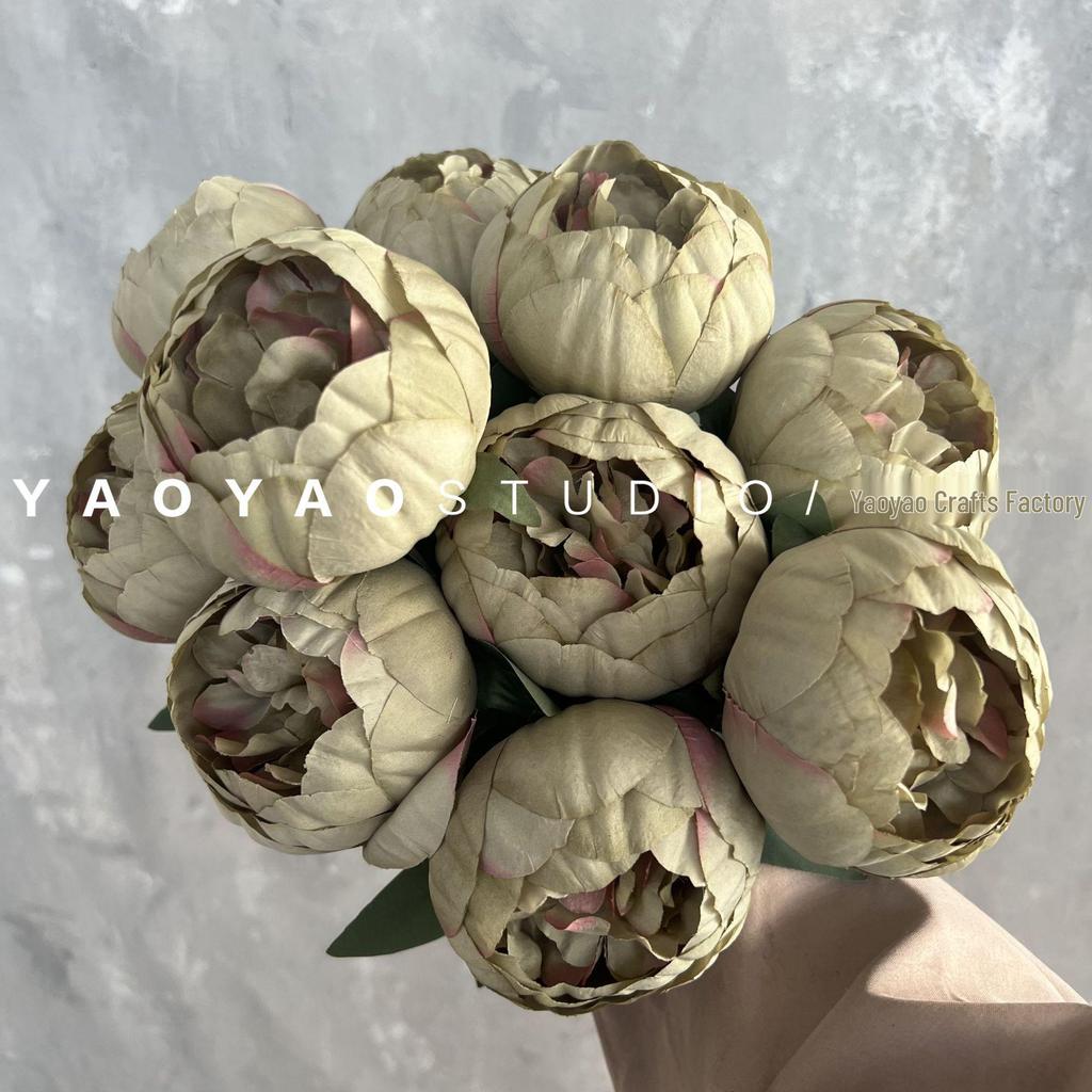 10-Head Artificial Peony Bouquet - Core-Filled Wedding & Home Décor Flower Arrangement