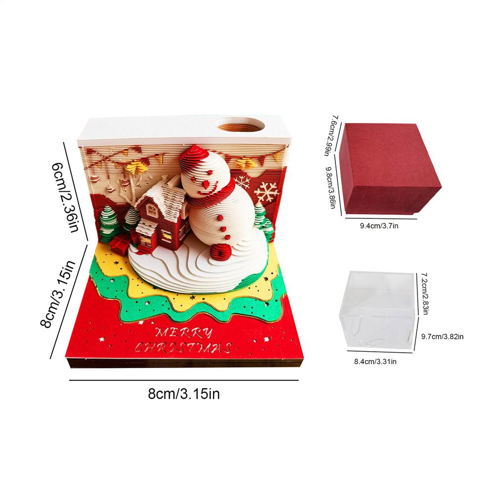 3D Memo Pad Christmas Snowman Paper Sculpture Calendar Paper Art Tear-Off Sculpture for Child Student Adult Home Decor Advent красный
