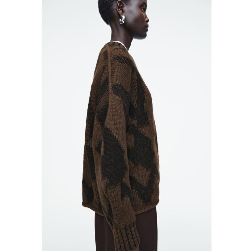 CS Fall and Winter New Women's Clothing Casual Version round Neck Long Sleeves Abstract Jacquard Pullover Knitwear 1265494