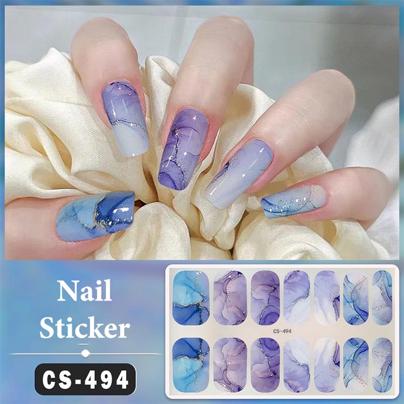 Bez lampy do utwardzania Wodoodporne naklejki na paznokcie Pełne krycie Naklejki na paznokcie Mocne i niełatwe do odpadnięcia 14 paznokci/zestaw Wielokolorowe plastry na paznokcie