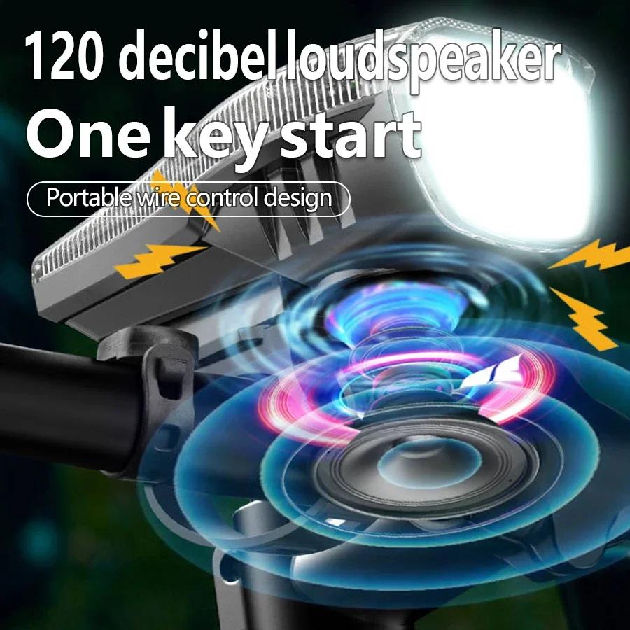 Multifunctional Flashlight USB Rechargeable Bicycle Lights with Battery Display Waterproof Bicycle Lights with Electronic Horn