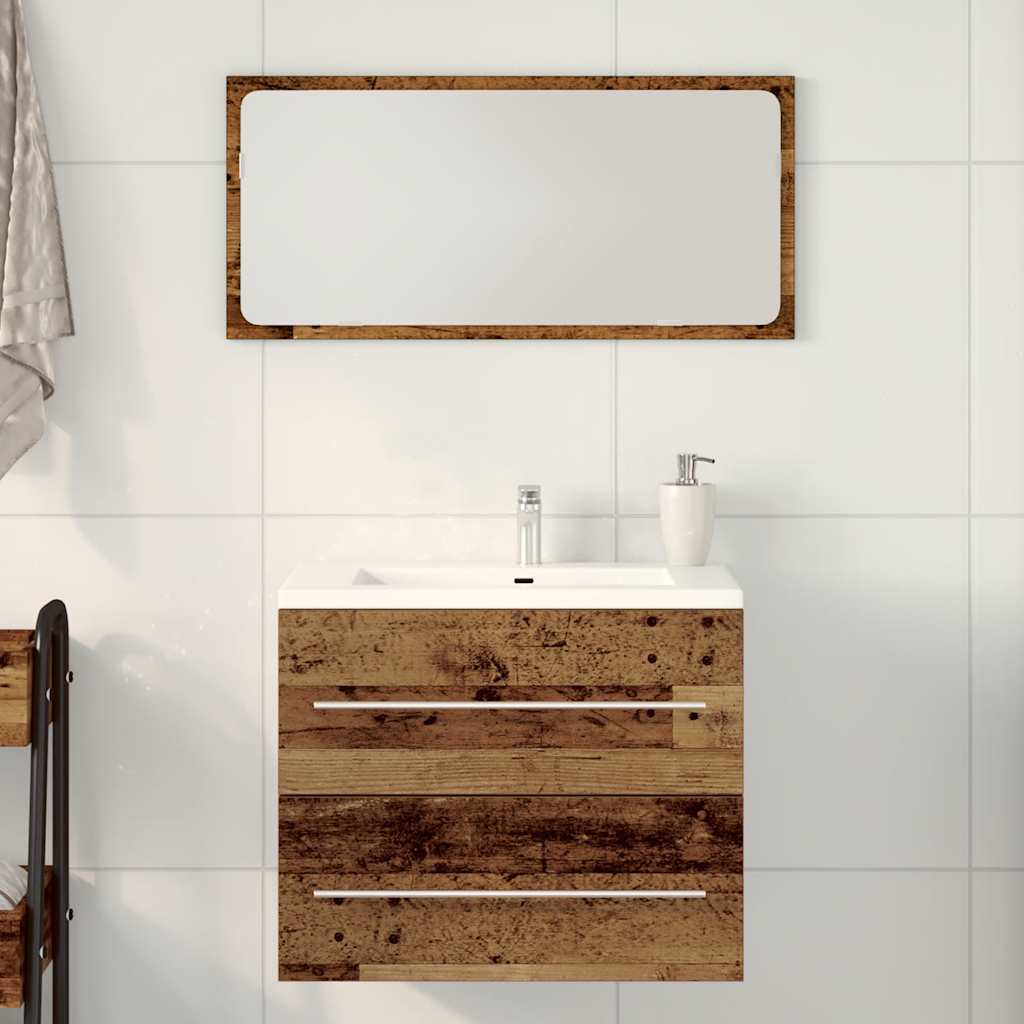 Bathroom Vanity Unit with Rustic Wood Effect 60 X 38.5 X 48 Cm