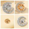 Moon Star Design Brooch Pin for Women, Rhinestones Inlaid Brooch Pin for Dress, Coat, Shawl, Zinc Alloy Badge for Mother, Wedding