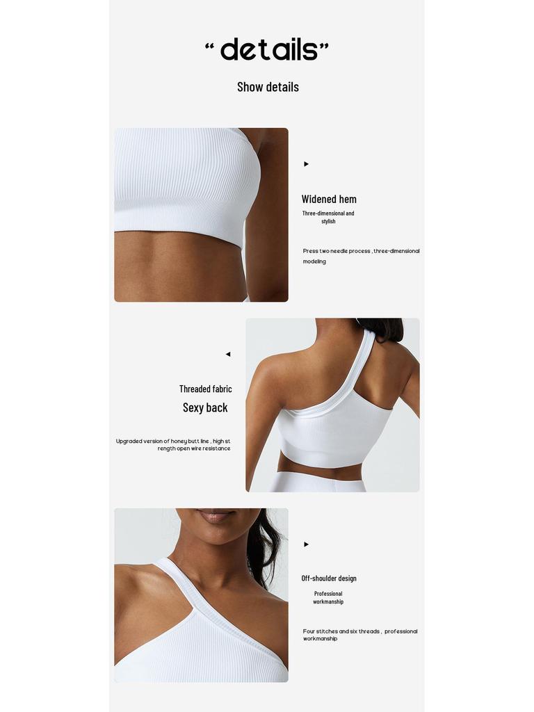 Summer New Arrival Ribbed One-Shoulder Yoga Top & Sports Bra
