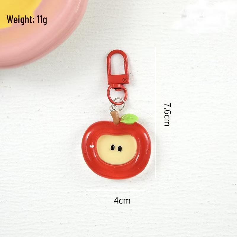 Mini Apple Keychain Nail Clippers & Scissors with Ear Spoon - Cute Car Accessories & Bag Charm for Couples