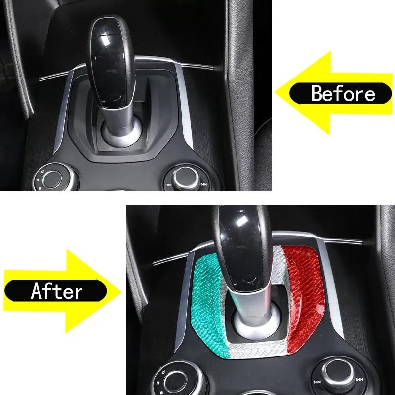 For Alfa Romeo Giulia 2017-2019 Real Carbon Fiber Car Center Console Gear Shift Panel Cover Trim Car Interior Accessories