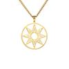 Titanium Steel Cut Circle Ring Eight Point Star Pendant Necklace Unisex Hip Hop Punk Jewelry