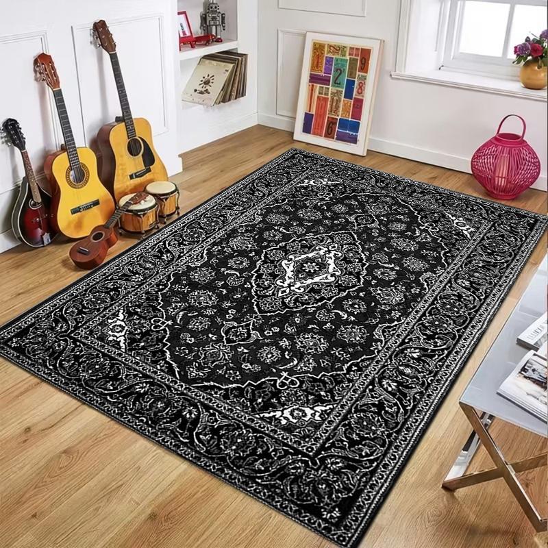 

Vintage Persian Oriental Area Rug Traditional Floral Medallion Print Non Slip Carpet for Living Room Bedroom Home Decor 40X60CM