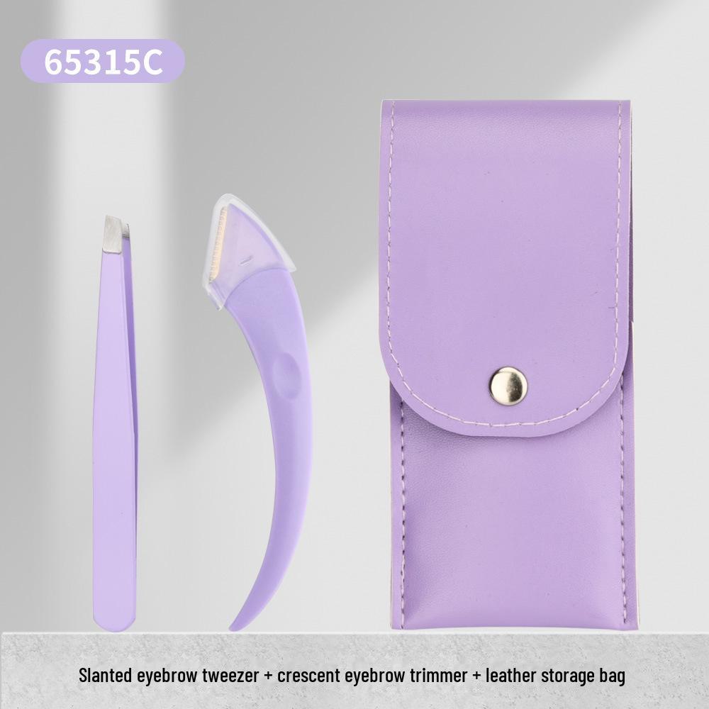 Meidao Stainless Steel Crescent Eyebrow Trimmer Set: Portable Oblique Clip and Scissors for Beginners
