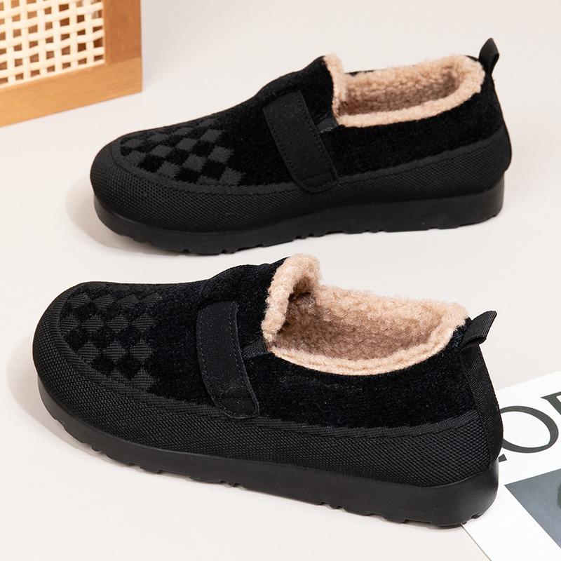 Winter New Cloth Shoes Women's Shoes Velvet Warm Middle and Old Cotton Shoes Grandma Shoes Non-slip Flat Mother Shoes