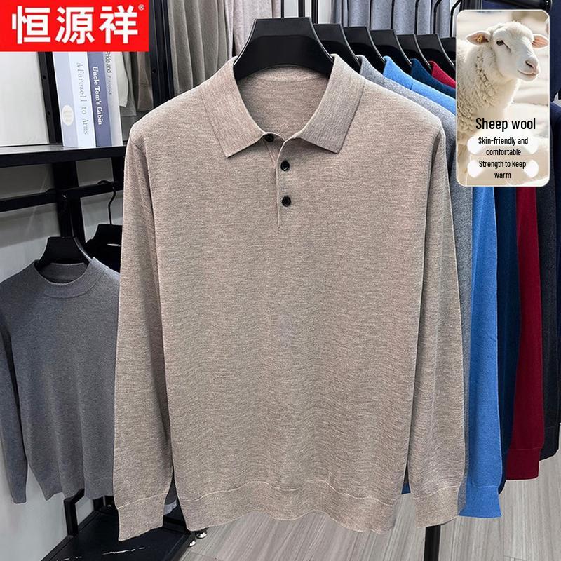 Hengyuanxiang Men's Merino Wool Blend Long-Sleeve Sweater