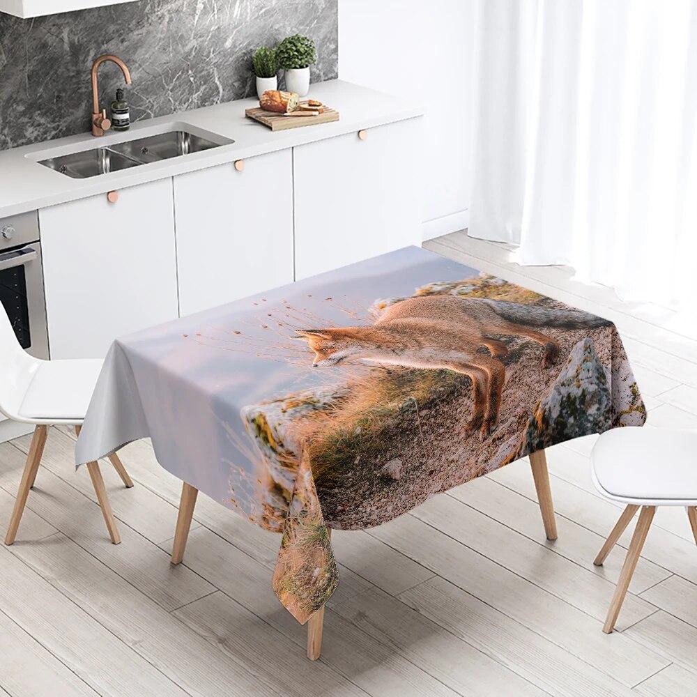 Cute Fox Tablecloth Party Restaurant Table Decoration Waterproof Rectangular  Kawaii New Home Kitchen