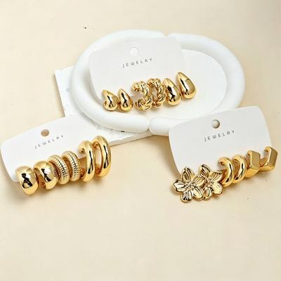 European and American Hot-selling Creative Personalized Design Women's Earrings Set Irregular Geometric Ring Ear Jewelry Earrings