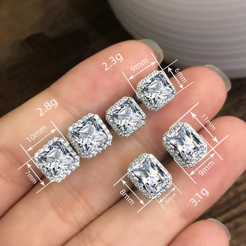 Green Zircon Square Diamond Earrings for Women