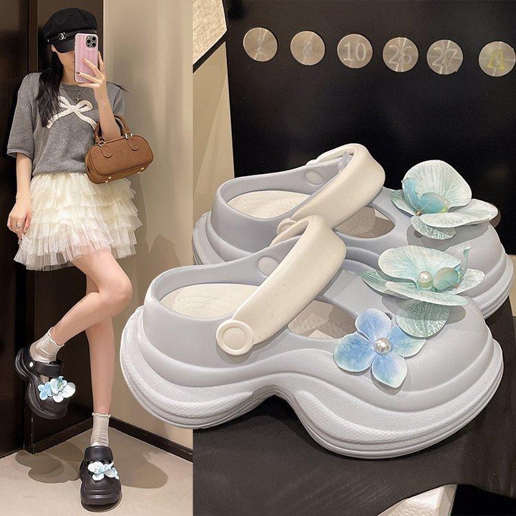 Trend bag slippers 2025 new butterfly hole shoes platform sandals beach sandals summer essential hole shoes