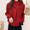 Women's Korean Style Detachable Neck Warmer Sweater: Trendy Winter Knitwear Design