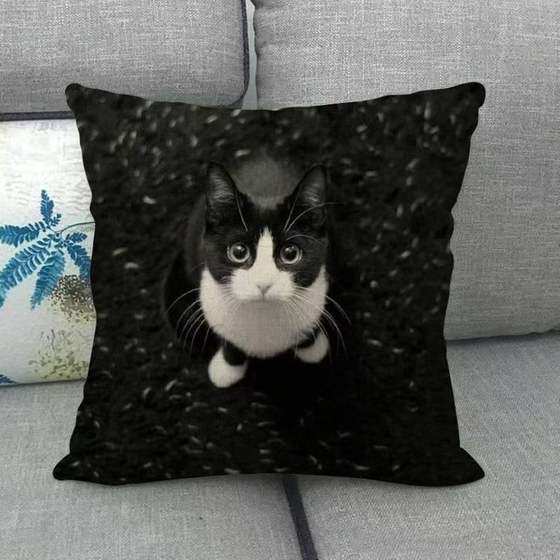 Colorful Bohemian Short Plush Pillowcase 45x45cm Adorable Kitten Living Room Bedroom Decor (Pillow Insert Not Included)