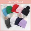 Winter Solid Color Plush Ball Knit Hat Womens Acrylic Beanie For Cozy Casual Use