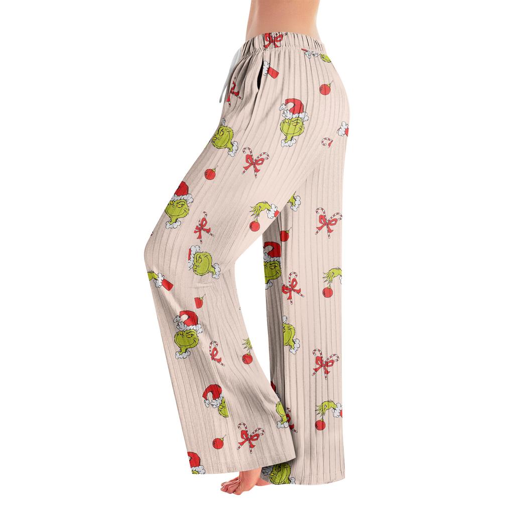 Pajama Pants, Sleepwear, Casual Drawstring Elastic Waist Pants, Comfortable Straight-leg Loose Pants
