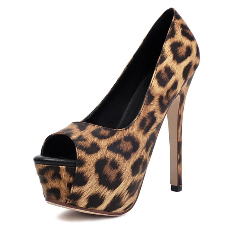 Sexy Leppard Women's High Heels Platform Party Shoes New 2025 Peep Toe Extreme Thin Heeled Pumps Dance Nightclub Shoes Female