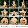 Luminous Handmade Wooden Christmas Tree Ornament Pendant Decor Gift.