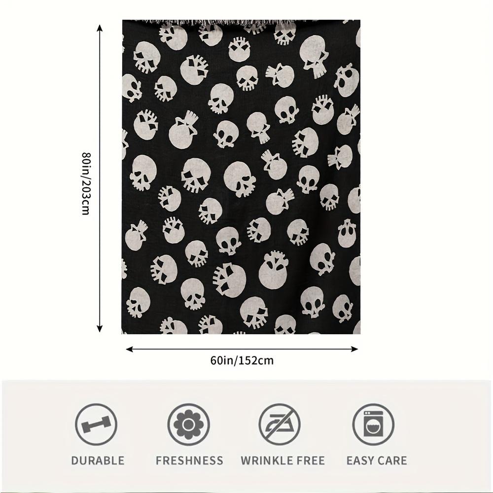 Extra Large 60x80 Inch Halloween Skull Print Blanket - Super Soft Cozy Throw for Sofa, Camping & Home Decor - Machine Washable