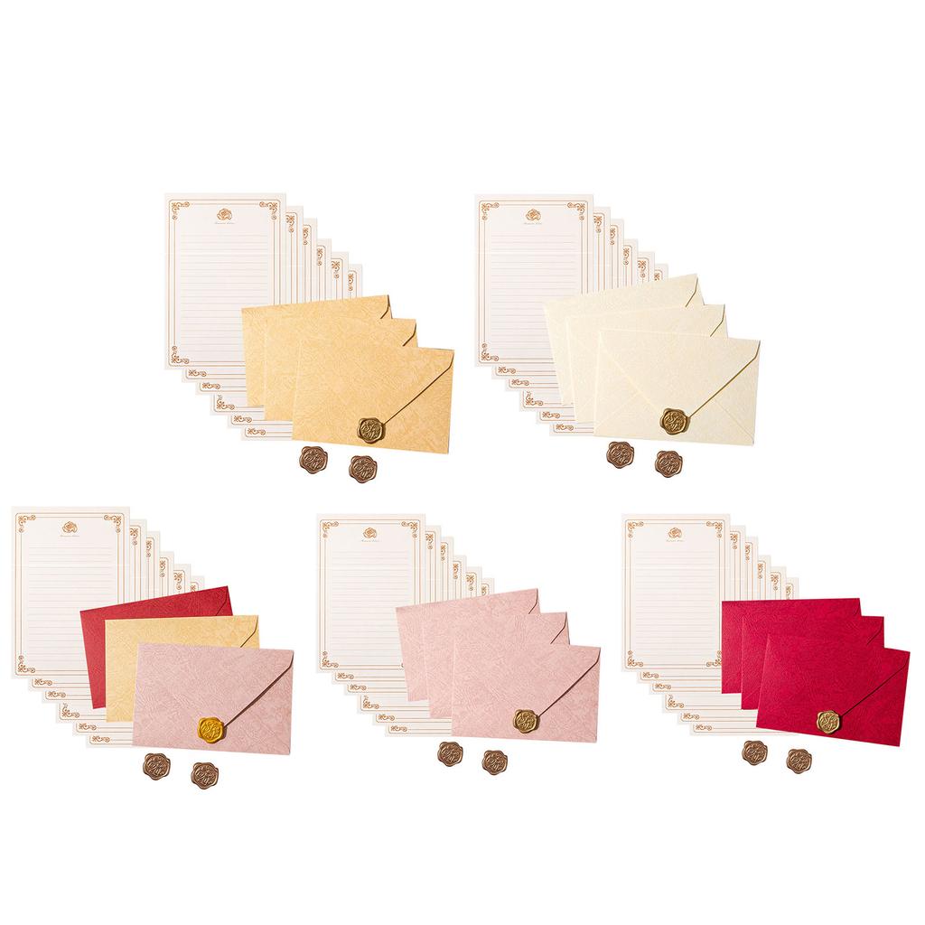 Antique Stationary Letter Paper and Envelopes Set 6 Lined Writting Paper 3 Matching Envelopes 3 Seal Stamp Sticker