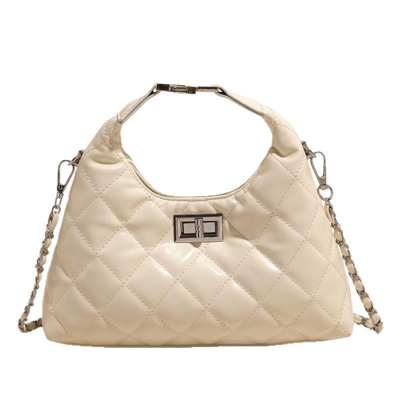 Retro Diamond Lattice Small Fragrance Pop Chain Single Shoulder Armpit Bag 2025 New High-end Foreign Style Commuter Crossbody Woman