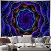 Purple Blue Fractal Mandala Abstract Art Wall Tapestry Machine Washable All Season Decor Art Print Modern Design Home Nontoxic