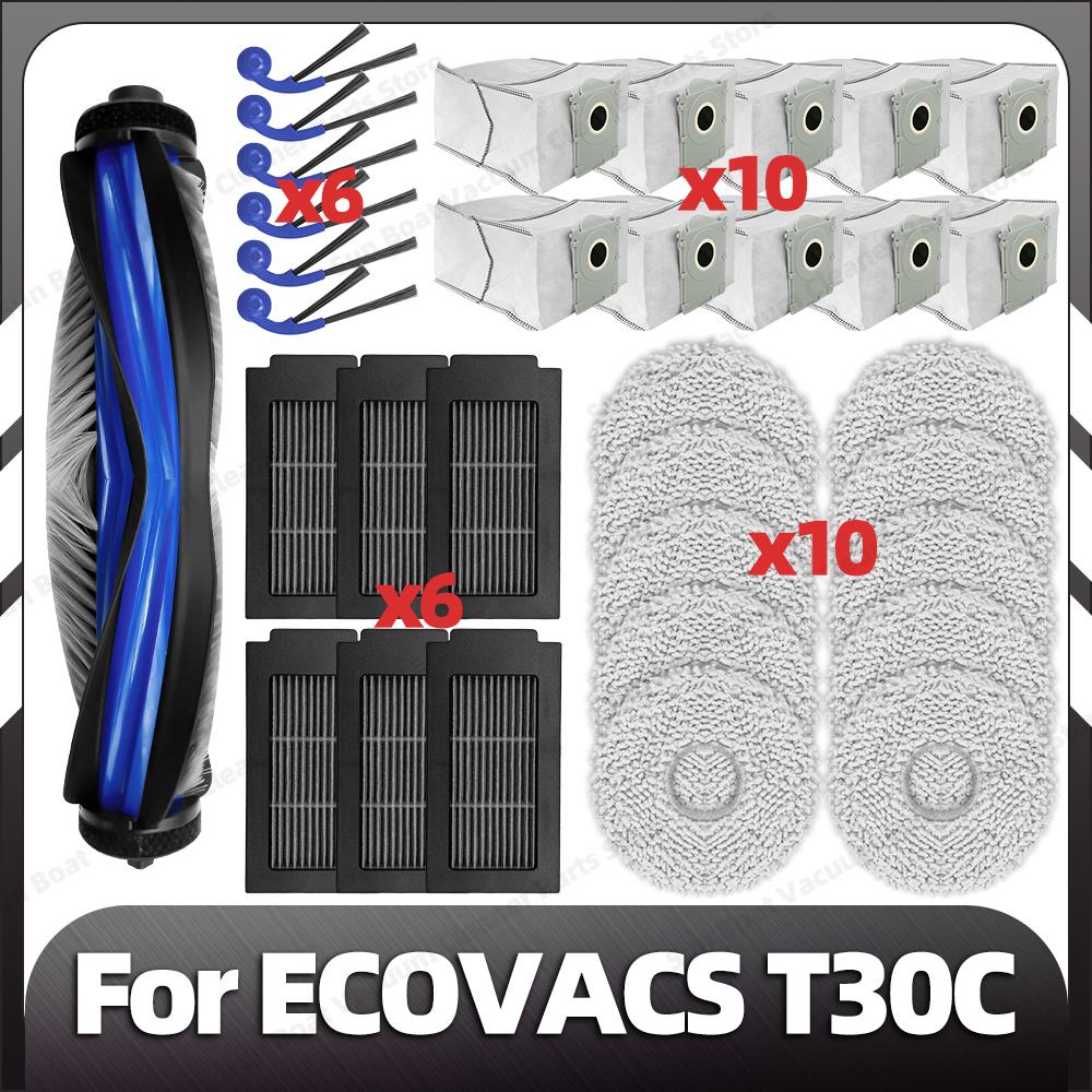 Kompatibel für ECOVACS T30C / T30C OMNI / T30C PRO OMNI Haupt- Seitenbürste Filter Mopp-Pad Staubbeutel Ersatzteile Zubehör