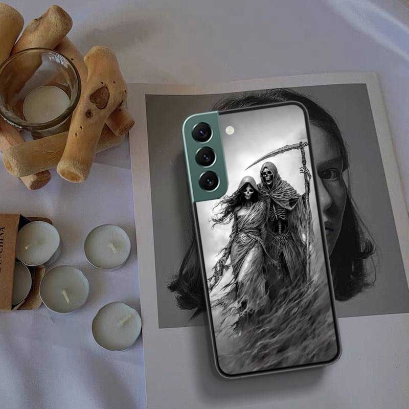 Death Grim Reaper Skull Phone Case For Samsung S25 Edge S24 FE Galaxy S22 Ultra S21 Plus S20 S23 S10 Plus Cover Silicone Soft Co