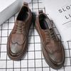 Fashion Men Brogue Dress Shoes Outdoor British Style Lace Up Leather Shoes Fashion Casual Business Man Shoes Footwear Chaussure Homme