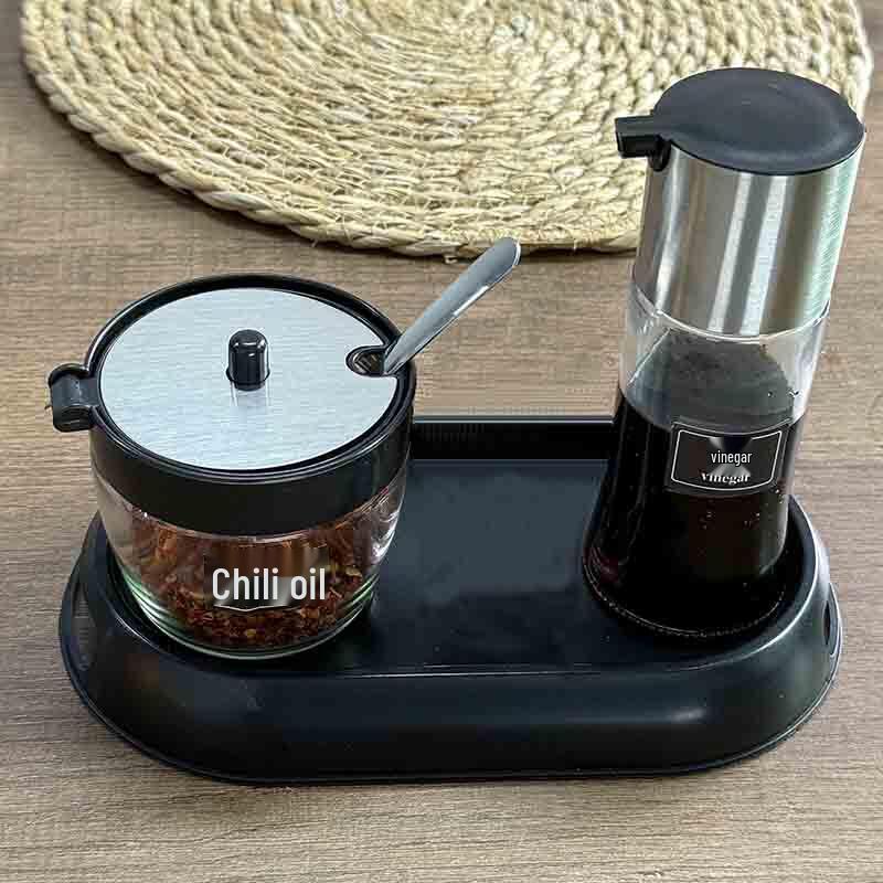 Glass Vinegar & Chili Dispenser Set