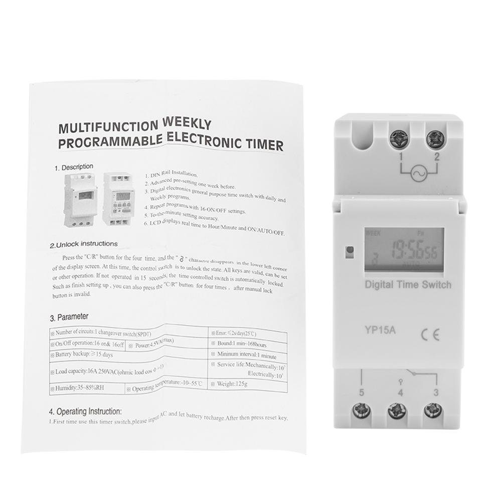 

16A Digital LCD Power Timer Programmable Relay Time Switch (DC12V)