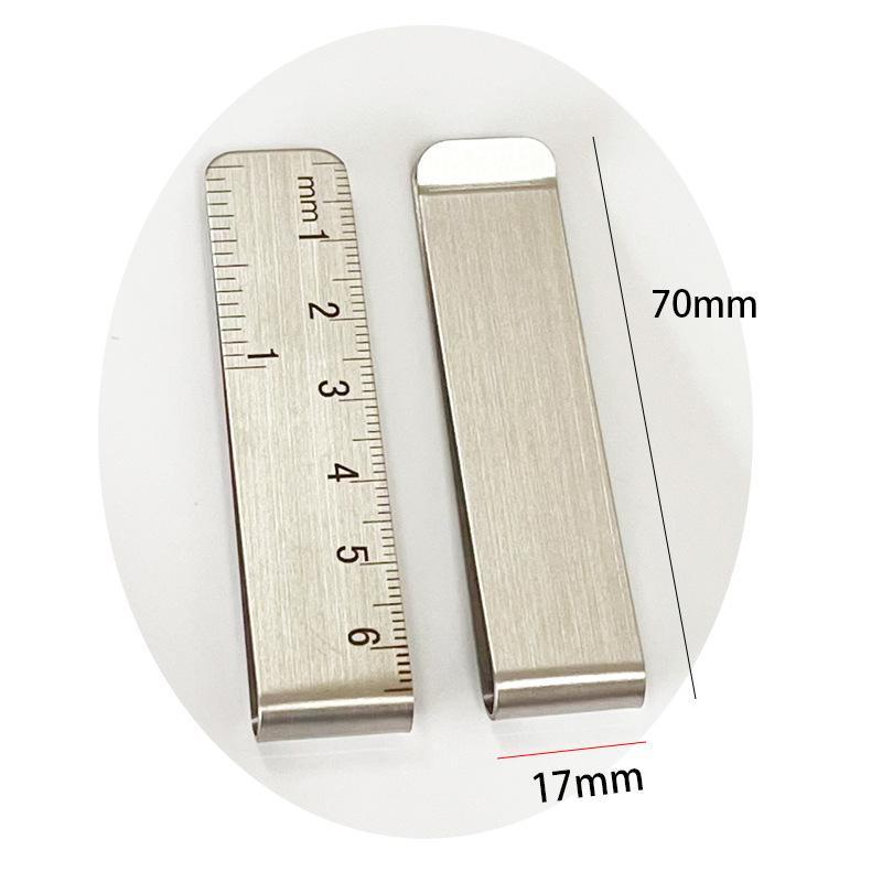 7cm Edelstahl-Geldklammer mit Skala, Mehrzweck-Mini-Lineal-Taschenclip für Bargeld & Planer