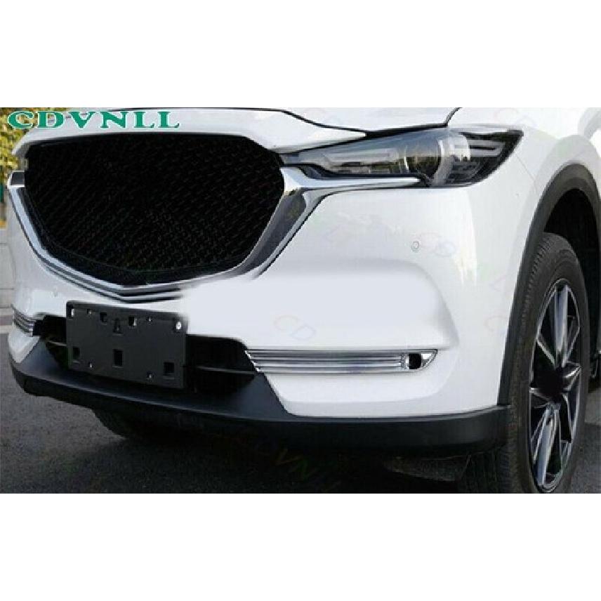 For Mazda CX-5 2017-20- Chrome Silver Front Fog Light Lamp Bumper Strip 2PCS