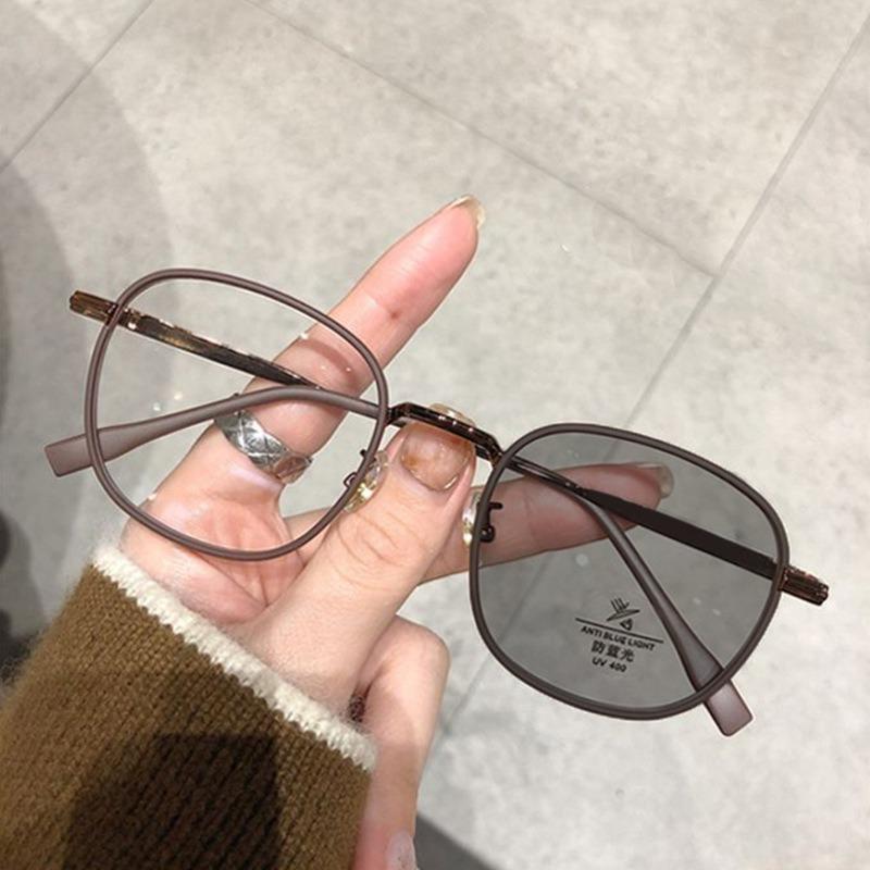 Square Metal Photochromic Sun Eyeglasses Anti Radiation Glasses for Women Men Anti Blue Light