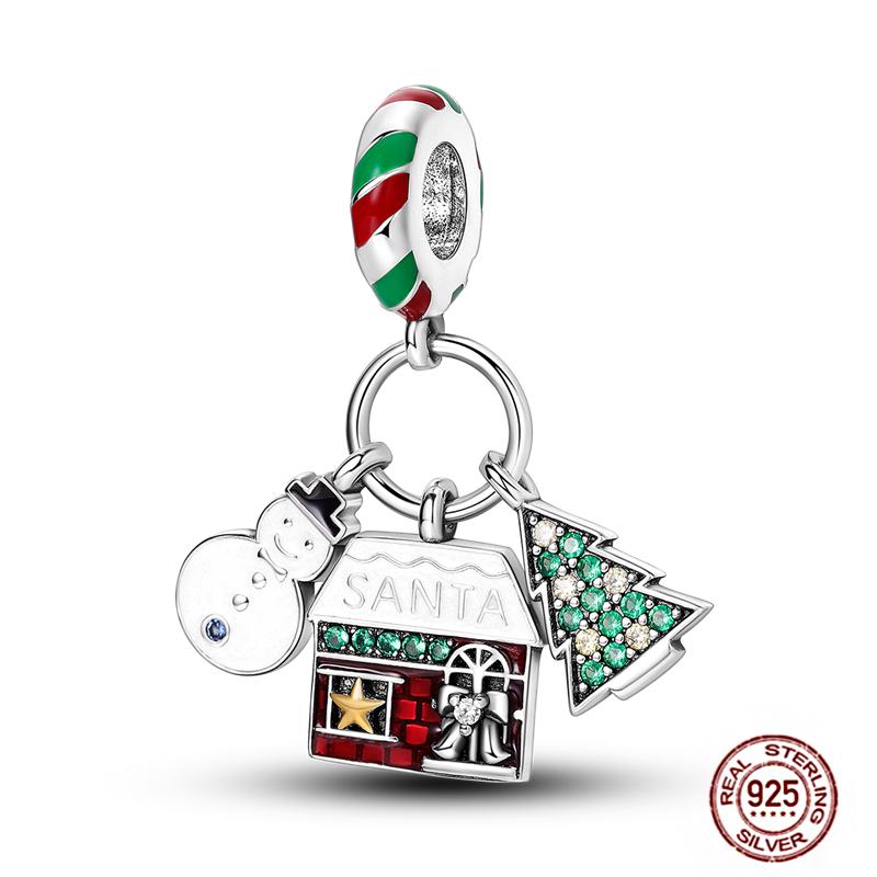 Christmas Charms Copper Fit Pendant Original Bracelets Santa Claus Snowflake Tree Gingerbread Man Beads Diy Jewelry