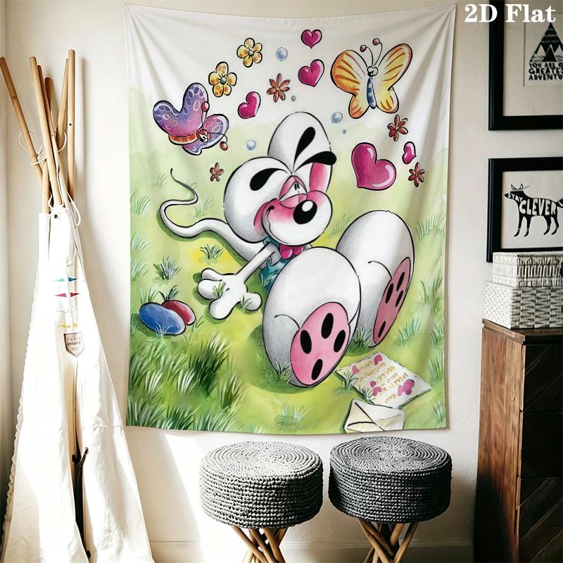 Diddl Cute Wall Tapestry Aesthetic Wall Hanging Printed Fabric Blanket Decorative Tapestries for Bedroom Living Room Home Decor