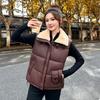 Lamb wool lapel splicing cotton vest autumn and winter new small sleeveless vest with vest jacket