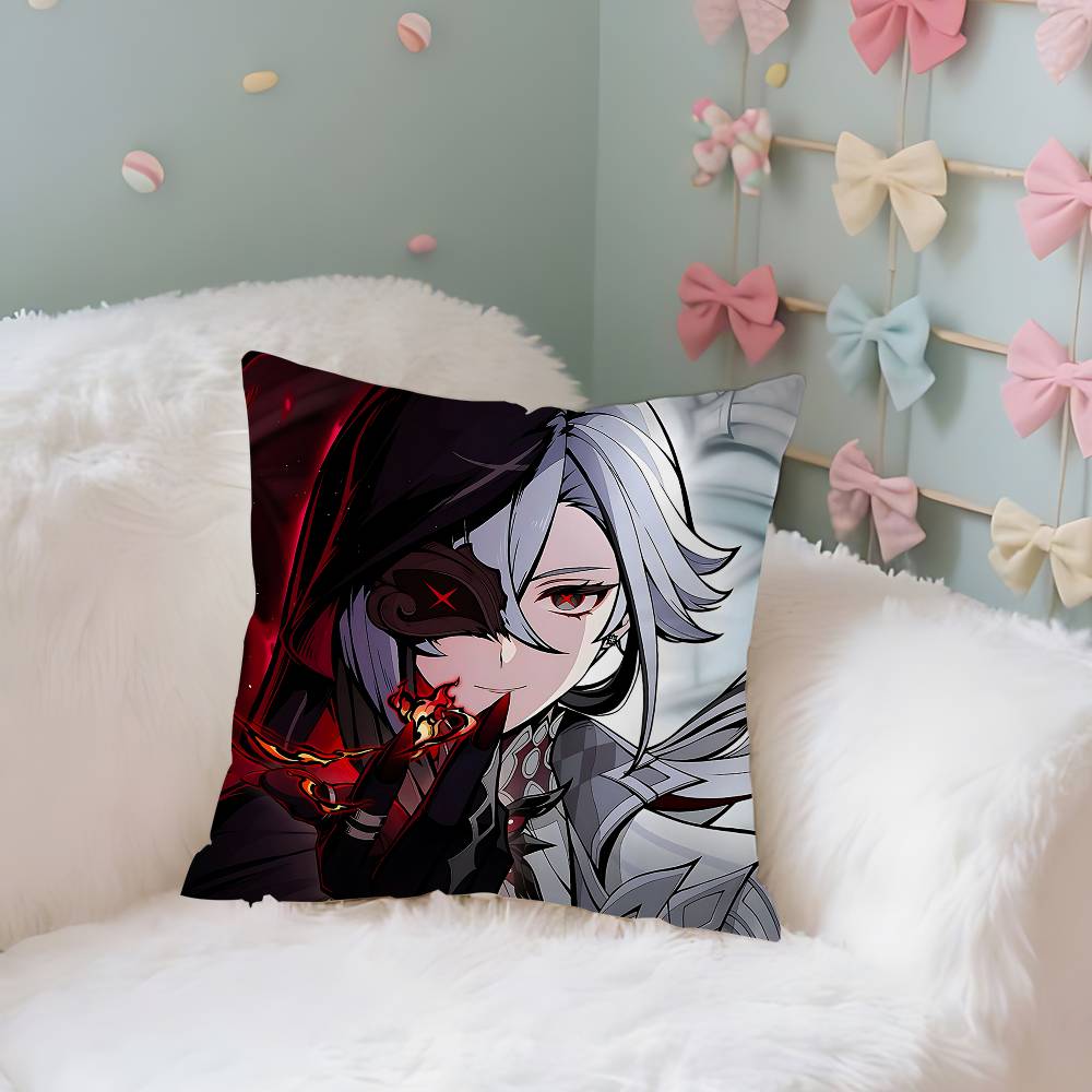 GameGGenshin Case Plush Fabric Soft Pillowcase Double Sided Print Cushion Cover Household Gifts