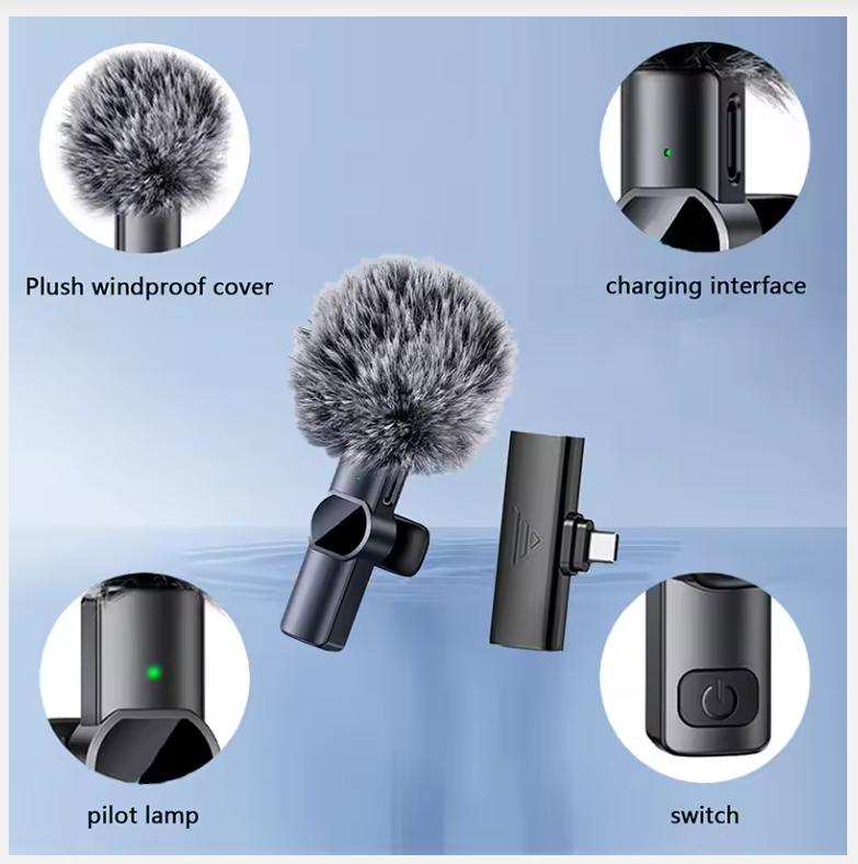 Wireless Lavalier Microphone Portable Noise Reduction Mini Microphone Audio Video Live Interview Recording For iPhone Mic