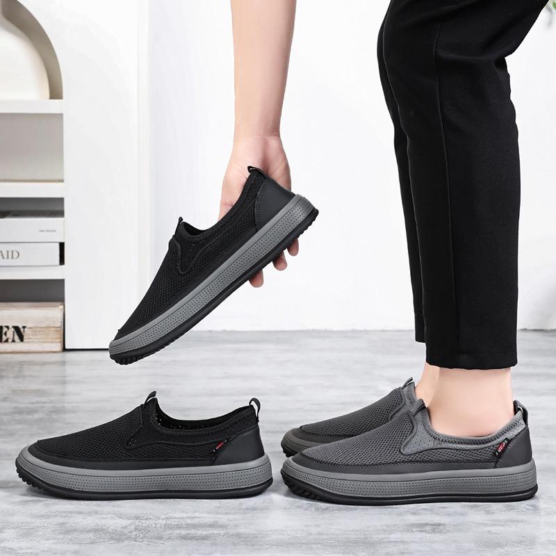 Men's Shoes Net Shoes Summer New Solid Color Versatile Single Shoes Breathable Soft Sole Non-smelly Feet Light Casual Shoes