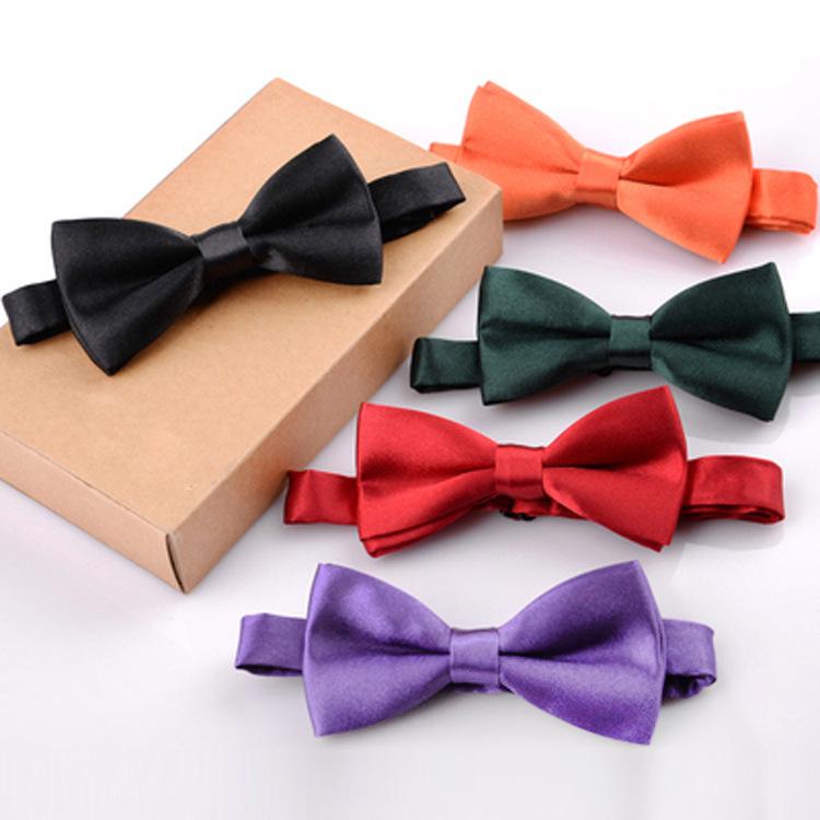 

Korean Style Imitation Silk Bow Tie for Men and Children - Trendy Solid Color Fashion for Kids and Students фуксія