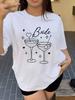Bride Party Tshirt Wedding Theme Bride Print with Sparkling Hearts Cocktails Crew Neck Harajuku Sleeve Casual Aesthetic Clothes